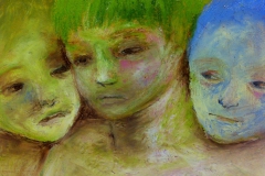 Drei, 2014, Oil pastel, 10 x 10 cm